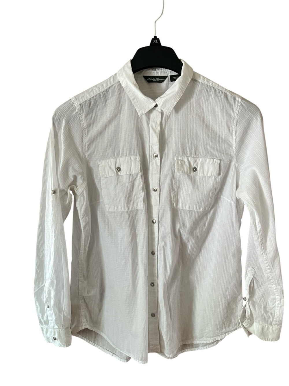Eddie Bauer Women’s White Button-Down Cotton Long-Sleeve Shirt Size Large Causal